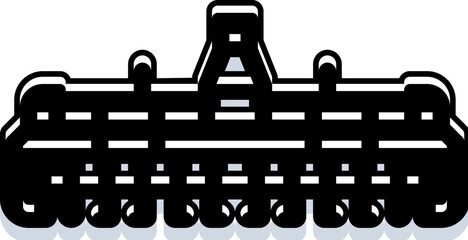 Power harrow machine vector icon showing farm equipment for soil cultivation and seedbed preparation, tractor attachment for efficient tillage and agricultural field work © vectorwin