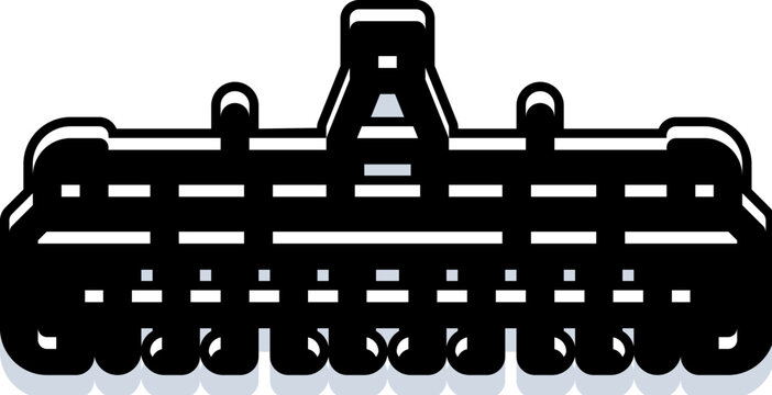 Power harrow machine vector icon showing farm equipment for soil cultivation and seedbed preparation, tractor attachment for efficient tillage and agricultural field work