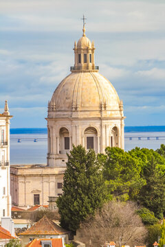 National Pantheon dome overlooking the Tagus River in Lisbon Portugal