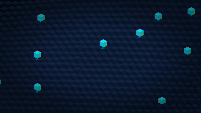 Pseudo 3D Isometric Tech Grid Background with Blue Dots and Lines