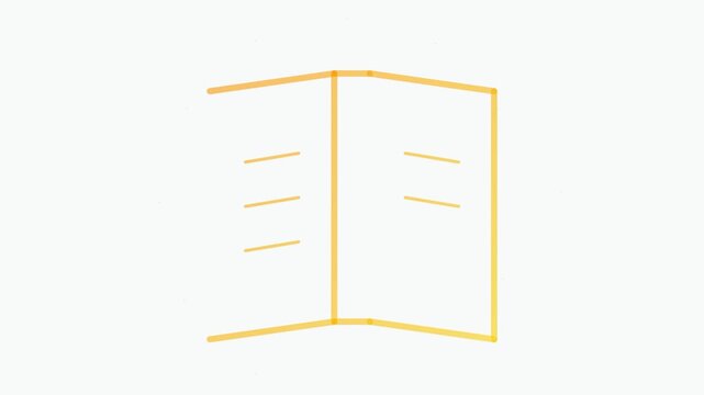 Minimalist line art animation of an open notebook and pencil