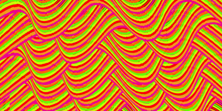 Multicolored waves pattern with black orange, yellow, green and red rays