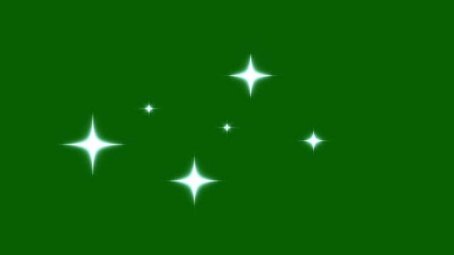 Cosmic starry sky with twinkling stars. Starry night,sparkles on green background, night sky.4k video.glowing shinning stars, twinkle stars at sky.Twinkling star motion graphics