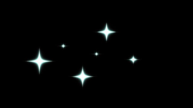 Cosmic starry sky with twinkling stars. Starry night,sparkles on black background, night sky.4k video.glowing shinning stars, twinkle stars at sky.Twinkling star motion graphics