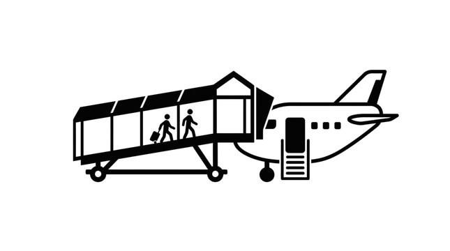 Airport Jet Bridge and Airplane Boarding Icon