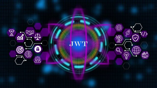 Businessman holding virtual whit JWT icon for agenda meeting plan schedule in personal organizer. Agenda meeting appointment activity information concept.