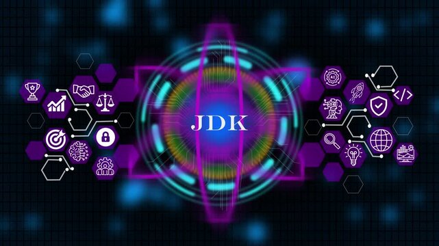  Businessman holding virtual whit JDK icon for agenda meeting plan schedule in personal organizer. Agenda meeting appointment activity information concept.