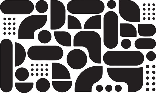 Abstract geometric pattern with black shapes on a white background Vector