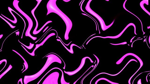 Colorful liquid violet magenta patterns move and change on a dark background in a creative display