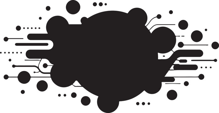 Black abstract shape with dots and lines on a white background Vector