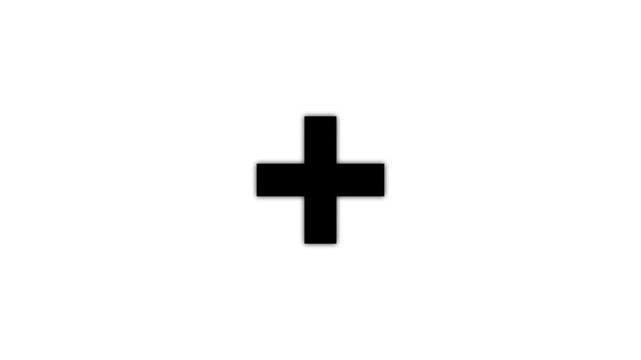 Bold plus symbol peeks through torn white paper, a statement of positivity and addition. Motion graphics of plus icon concept