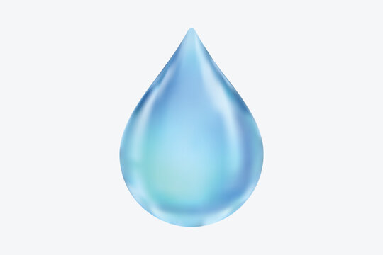 Single blue water drop symbol isolated on white background.