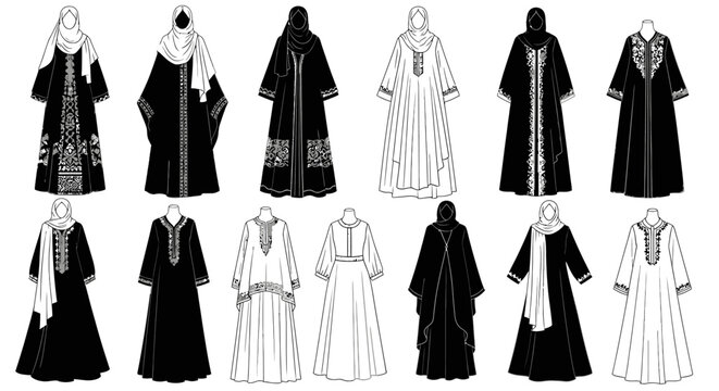 Collection of traditional islamic women clothing fashion designs
