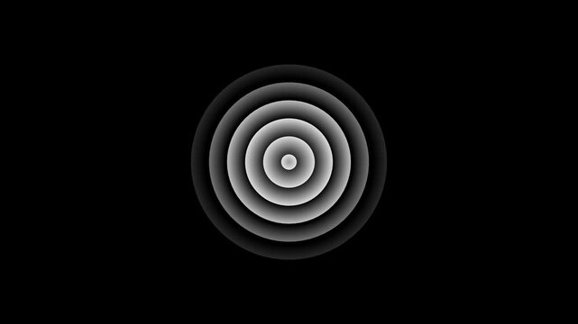Digital radio waves circle diffusion. radio wave white color animation. icon black background.4k video