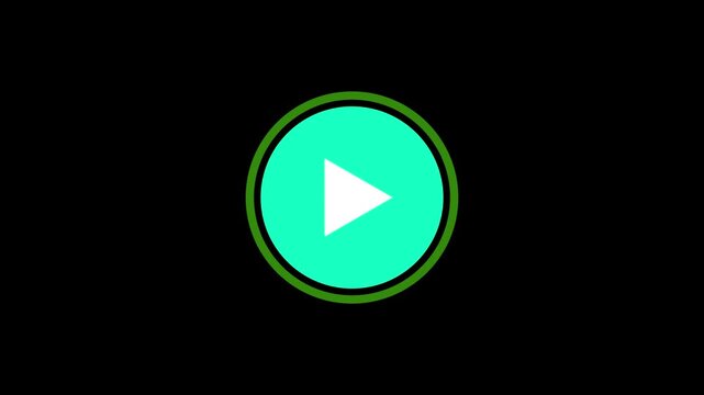 video player icon triangle shape button icon animation with black background.