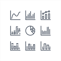 Obraz premium Business Analytics Icon Set with Graphs Charts and Financial Data Vector Illustration