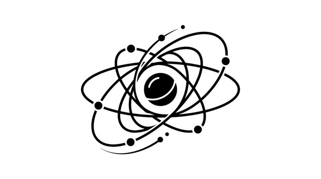Atom model, electrons orbiting nucleus, science, research, physics, abstract