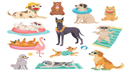 Plakat Colorful cartoon dogs and cats in playful and cozy home setting