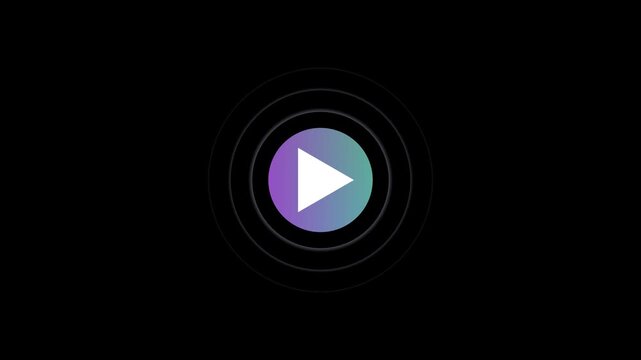 Minimalist white video play button icon.Simple white play button icon on black background.Abstract play-pause button fast forward button.