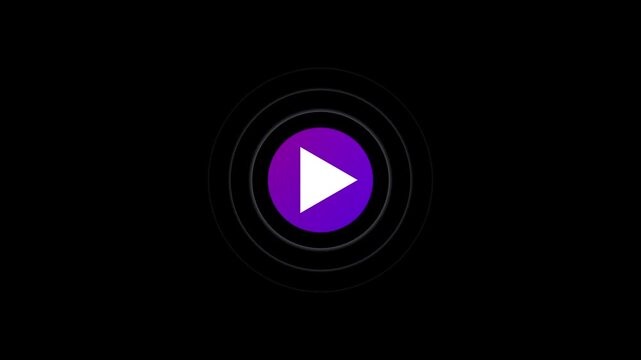 Minimalist white video play button icon.Simple white play button icon on black background.Abstract play-pause button fast forward button.