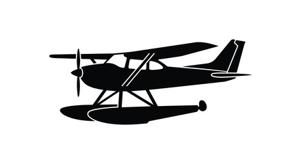 Seaplane Silhouette On White Background Minimalist Aviation Design © MosaRabeya