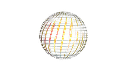 Obraz premium Abstract globe sphere made of digital glowing colorful light lines and data network connections in a round shape