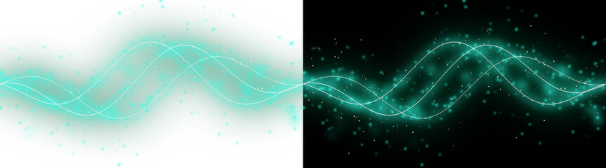 A captivating green magic wave flowing with glowing lines and sparkling particles, isolated on transparent background © MDSakib