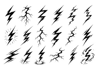 Fototapeta premium Lightning brush set. Set of hand drawn brushes on a white background