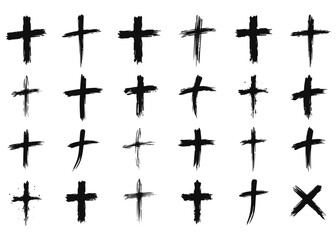 Fototapeta premium Cross brush set. Set of hand drawn brushes on a white background