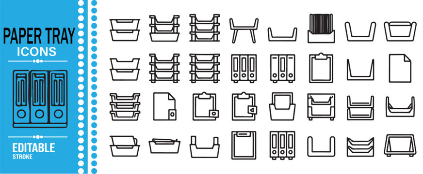 Office Document Trays and Filing Organizer Vector Icons