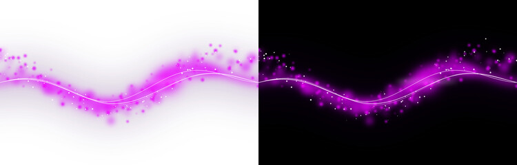 A vivid magenta pink magic light wave with elegant glowing lines and shiny cosmic dust, isolated on transparent background © MDSakib
