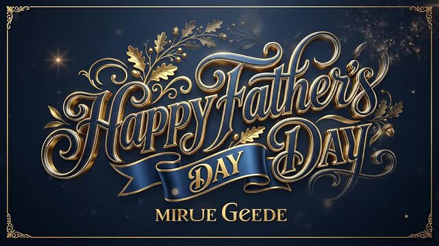 Elegant Father?s Day greeting cards featuring ornate gold and blue floral design with heartfelt message