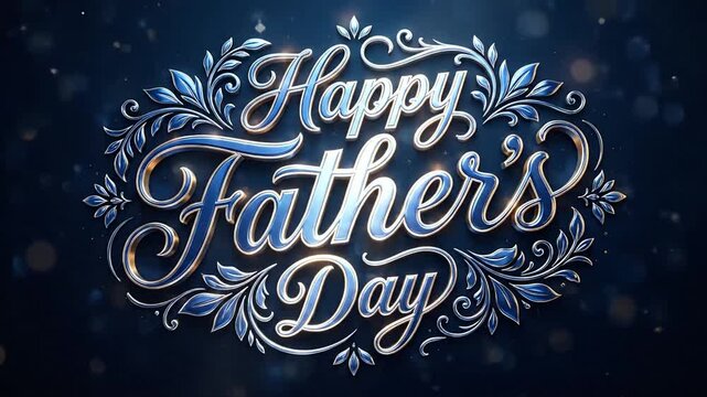 Animated video tribute celebrating Father's Day with elegant floral typography and shimmering background effects for a heartfelt