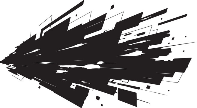 Abstract black geometric shape with sharp lines and dynamic motion effect Vector