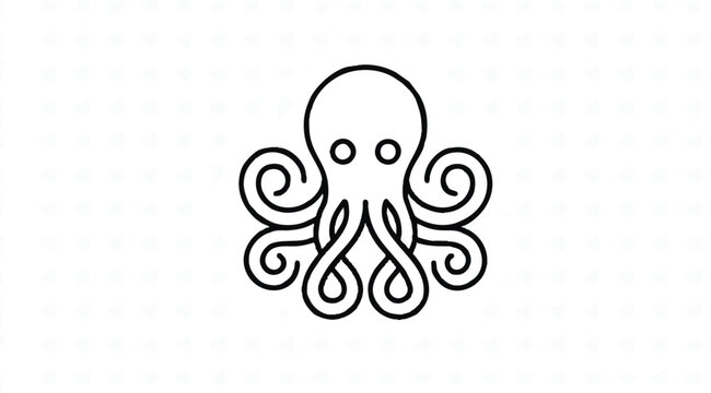 Black line drawing of octopus head.