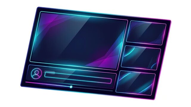 Futuristic neon blue and purple gaming stream overlay motion graphic
