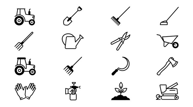 Vector art design collection for gardening tools and equipment logo
