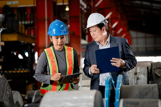 Professional engineering, worker, Man Quality, maintenance, check in factory, warehouse Workshop for factory operators, engineering women control. industry engineer team worker operate control...