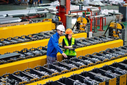 Professional engineering, worker, Man Quality, maintenance, check in factory, warehouse Workshop for factory operators, engineering women control. industry engineer team worker operate control...