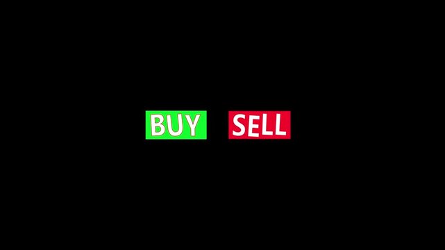 Buy and sell buttons on black background  business concept
