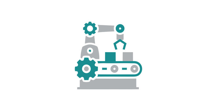 Industrial Robotic Arm Assembly Line Icon