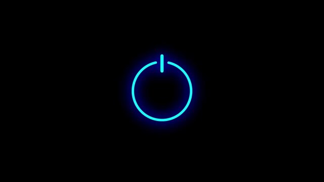 Neon blue circle with gap on black background  glowing light  abstract design element  modern minimalistic art  simple shape