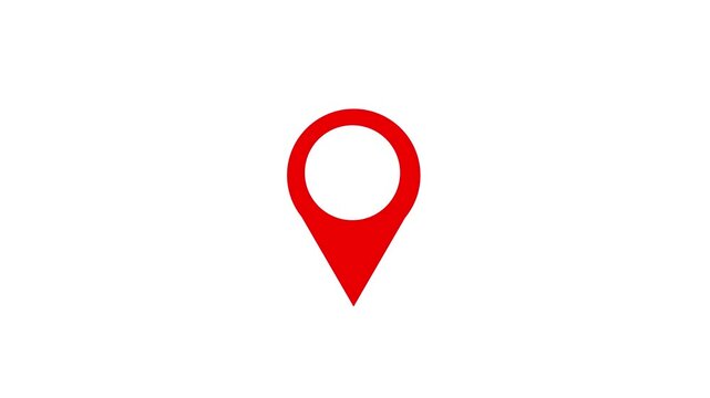 Red map pin icon on white background  location symbol  navigation marker  geographic pointer
