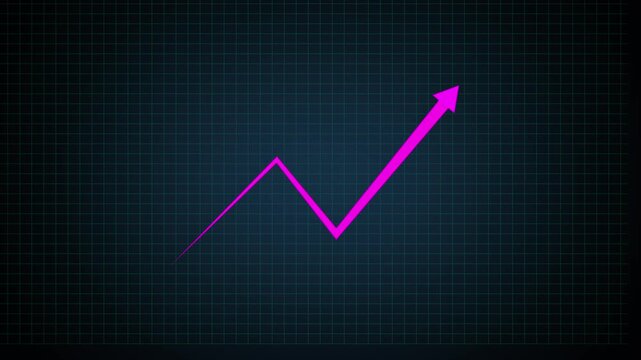 4k. Animated arrow growth up and down icon on background. abstract business graph chart icon animation 