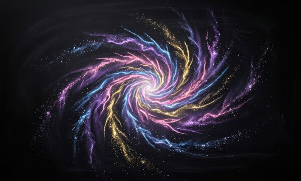 Swirling Cosmic Galaxy Nebula with Vibrant Purple and Pink Stardust in Deep Space