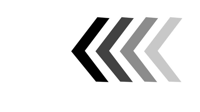Three gray arrows pointing to the left on a transparent background  chevron symbols for navigation or direction