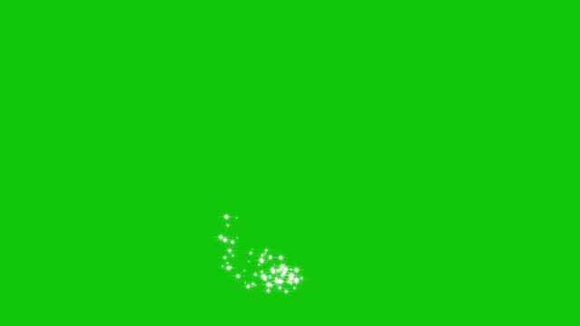 White glowing glitter particle trail with magic sparkles and twinkle stars, fairy dust shimmer line, curved stars motion, chroma key green screen effect background video element seamless 4K