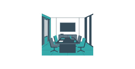 Fototapeta premium Modern Office Conference Room Vector Illustration