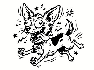Obraz premium Crazy cartoon chihuahua dog running with a chaos tag
