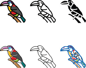 Fototapeta premium curl crested aracari types bird exotic color icon vector. curl crested aracari bird exotic sign. isolated symbol